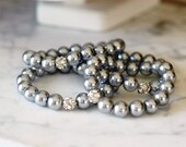 Set of 2 Clarissa Silver Bridal Bracelet WEDDING Bridesmaids Custom Pearl Jewelry