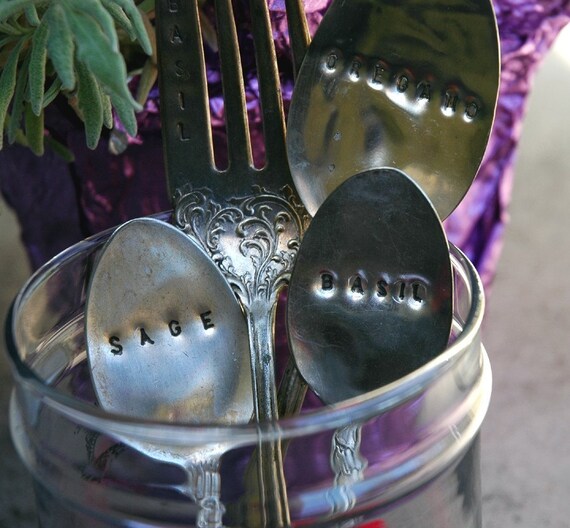 Rush Shipping - For the gardener Design Your Own Silverware Garden Markers Place card or Must have for Birthday, Spring or Easter