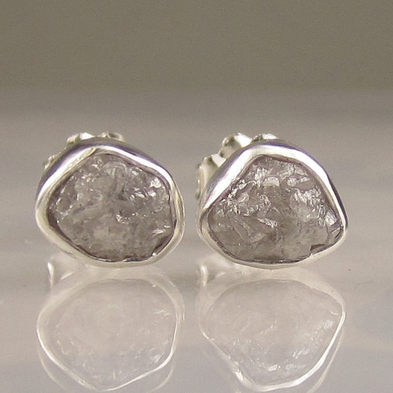 Natural Rough Diamond Earrings