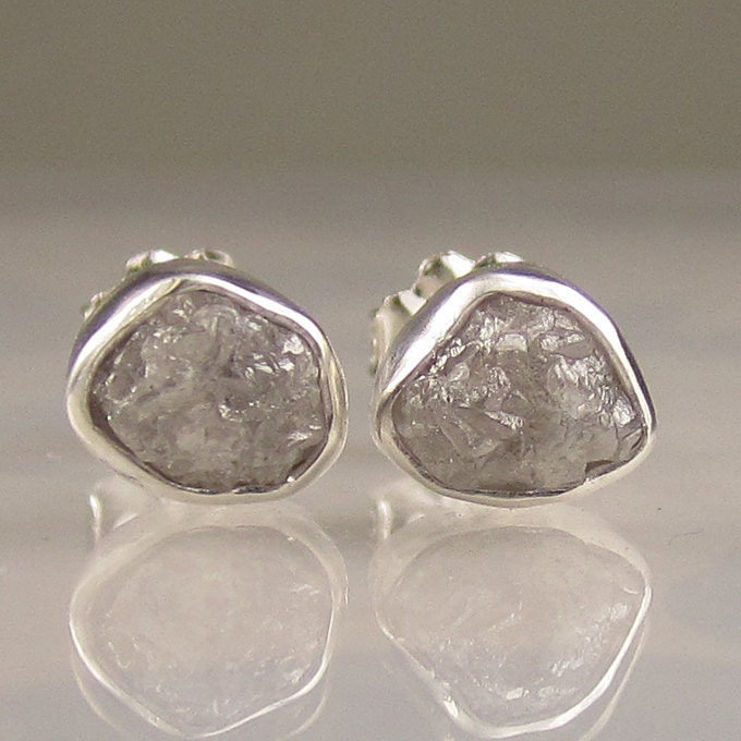 Natural Rough Diamond Earrings