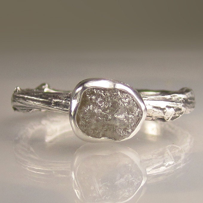 Rough Diamond Twig Ring in Sterling