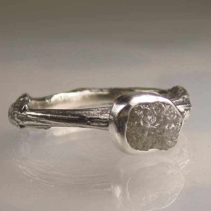 Rough Diamond Twig Ring in Sterling