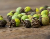 Set of 12 SHADES OF GREEN  Wool Felted Acorns - leboxboutique