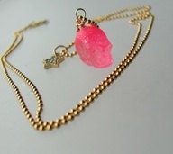 neon pink skull necklace