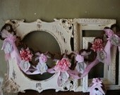 Romance garland Shabby chic pink floral romantic Grapevine heart garland silver glittered letters cottage style home decor