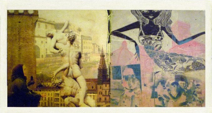 FIRENZE -- One of a kind digital collage printed on rice paper
