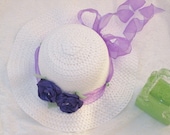 summer hat for little girls white and lavender