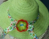 little girls summer hat in cabbage green