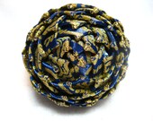 blue and gold christmas ornament, pine cone