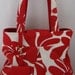 floral handbag, red and cream