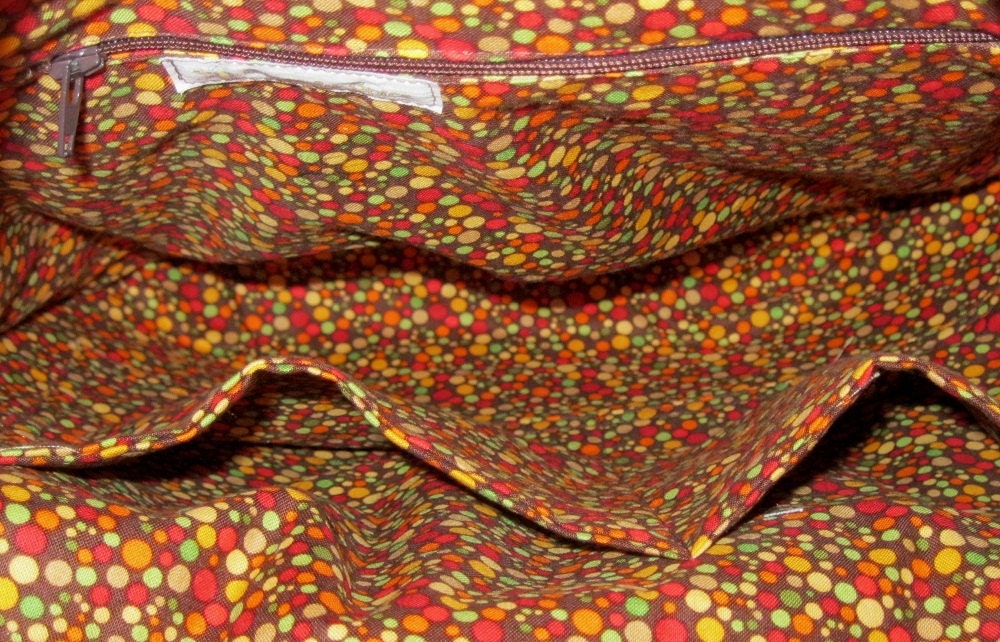 floral handbag, red and cream
