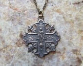 French Catholic Medal  Virgin Mary bronze medal Our Lady of Grace Vintage style antique reproduction