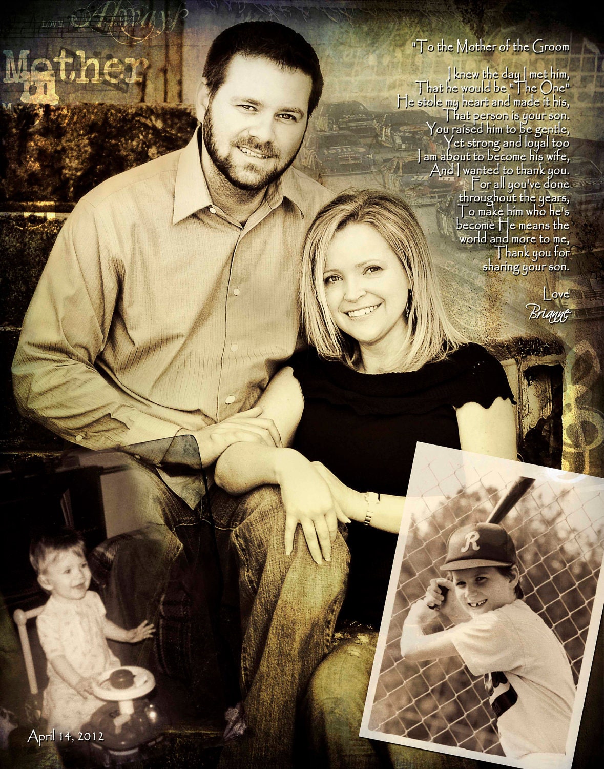 MIL Mother of the Groom gift  Wedding Photo to art Your personalized custom wedding gift for mom mother 11x14