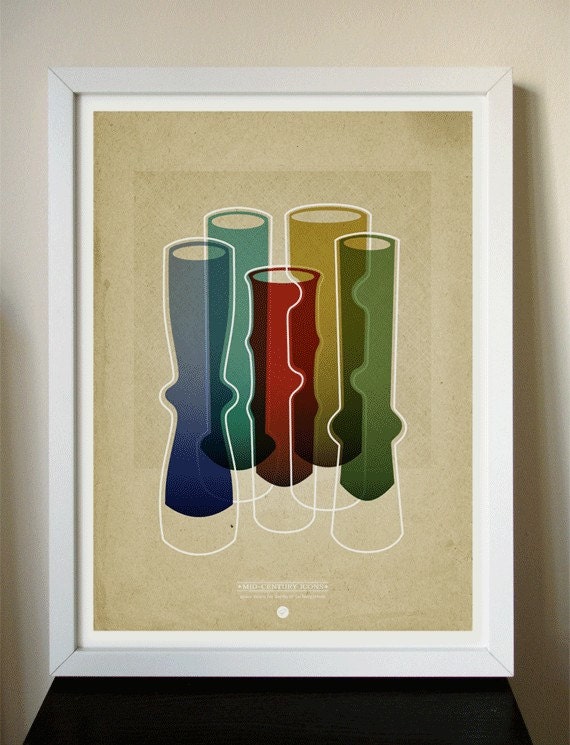 12x16 Giclee Affordable Art Print - Mid Century Icon Bo Borgstrom Vases