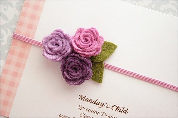 Felt Flower Headband in Lilac and Lavender - Baby Headbands to Adult