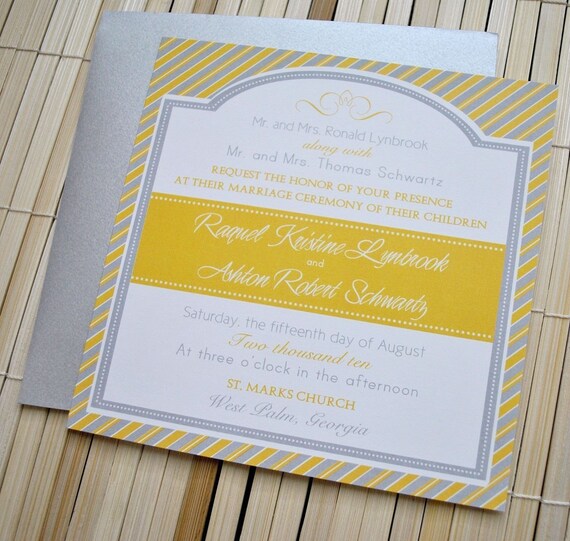 Augusta Wedding Invitation Suite yellow, grey silver white