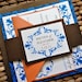 Moroccan Wedding Invitation Suite with Belly Band - Cobalt Blue, Orange and Chocolate Brown