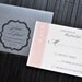 Liya Pocketfold Wedding Invitation Suite - Ivory, Charcoal, Pale Pink, customizable