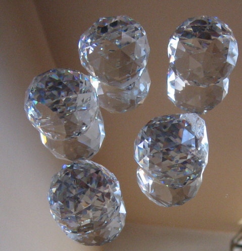 SALE - 5 Clear Genuine Crystal Balls - 30mm fully faceted