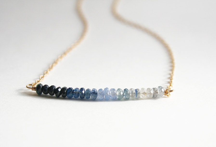 Ombre Jewelry, Sapphire Necklace, Gemstone Jewelry