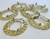 6 Brass 25x18 Filigree Prong Settings