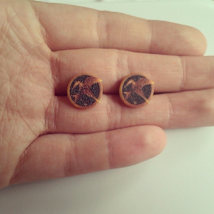 The Hunger Games Mockingjay Post Earrings or Cuff Links