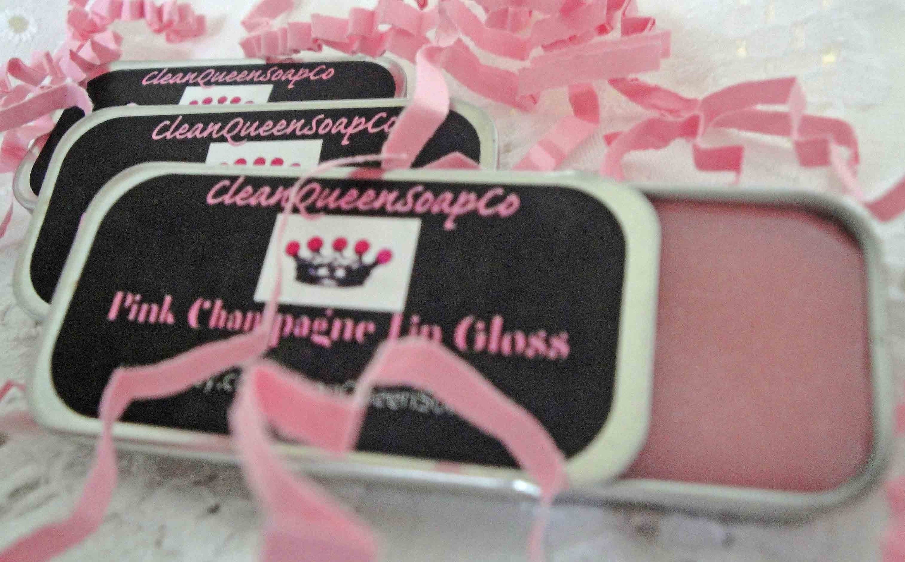 Pink Champagne Shea Butter Lip Gloss in Slidey Tin