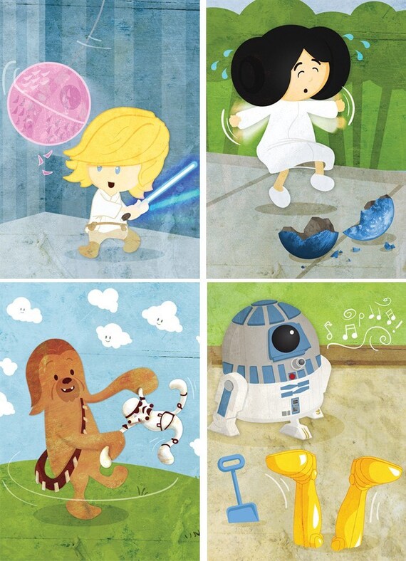 Baby Star Wars wall art - Set of six 5x7 prints