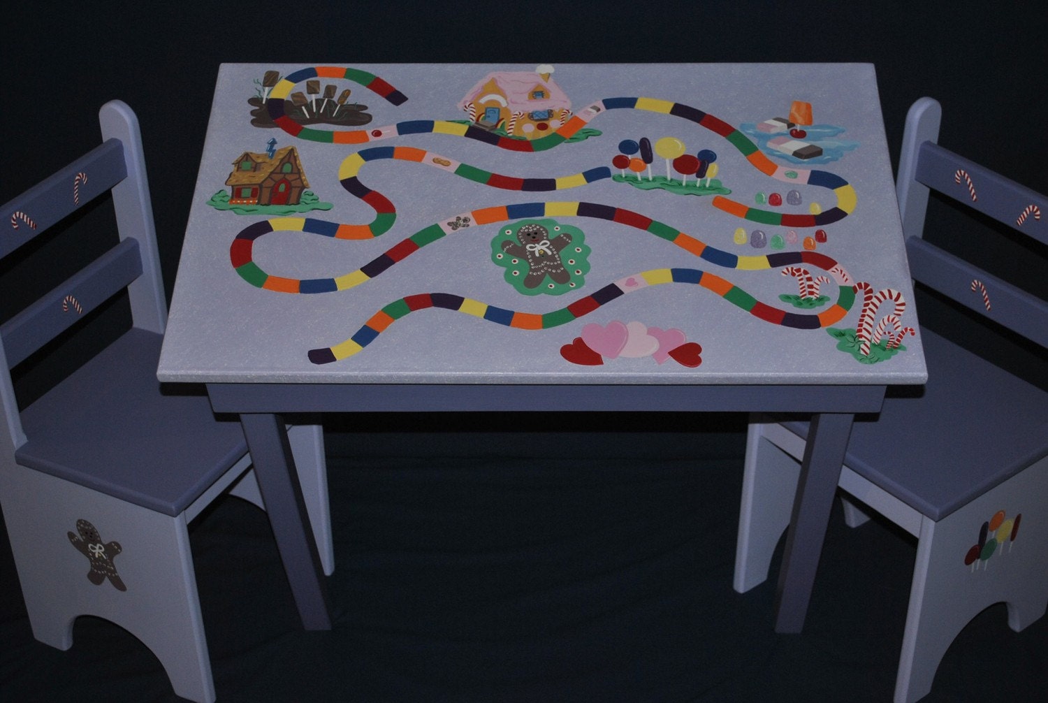Children's Table and Chair Set - Let's Play Games - Custom Design