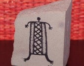 Original - Petroglyph Paperweight - Ink on Sandstone - 1.5 X 1.5 inches