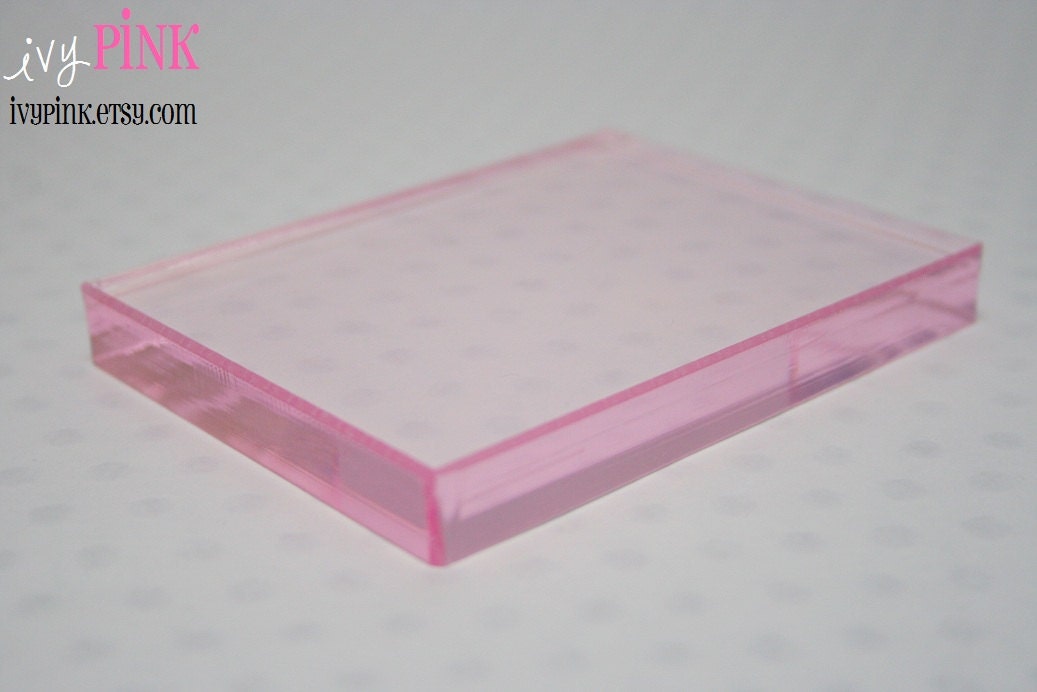 Pink Acrylic Stamping Block 3" x 4" for Unmounted Stamps