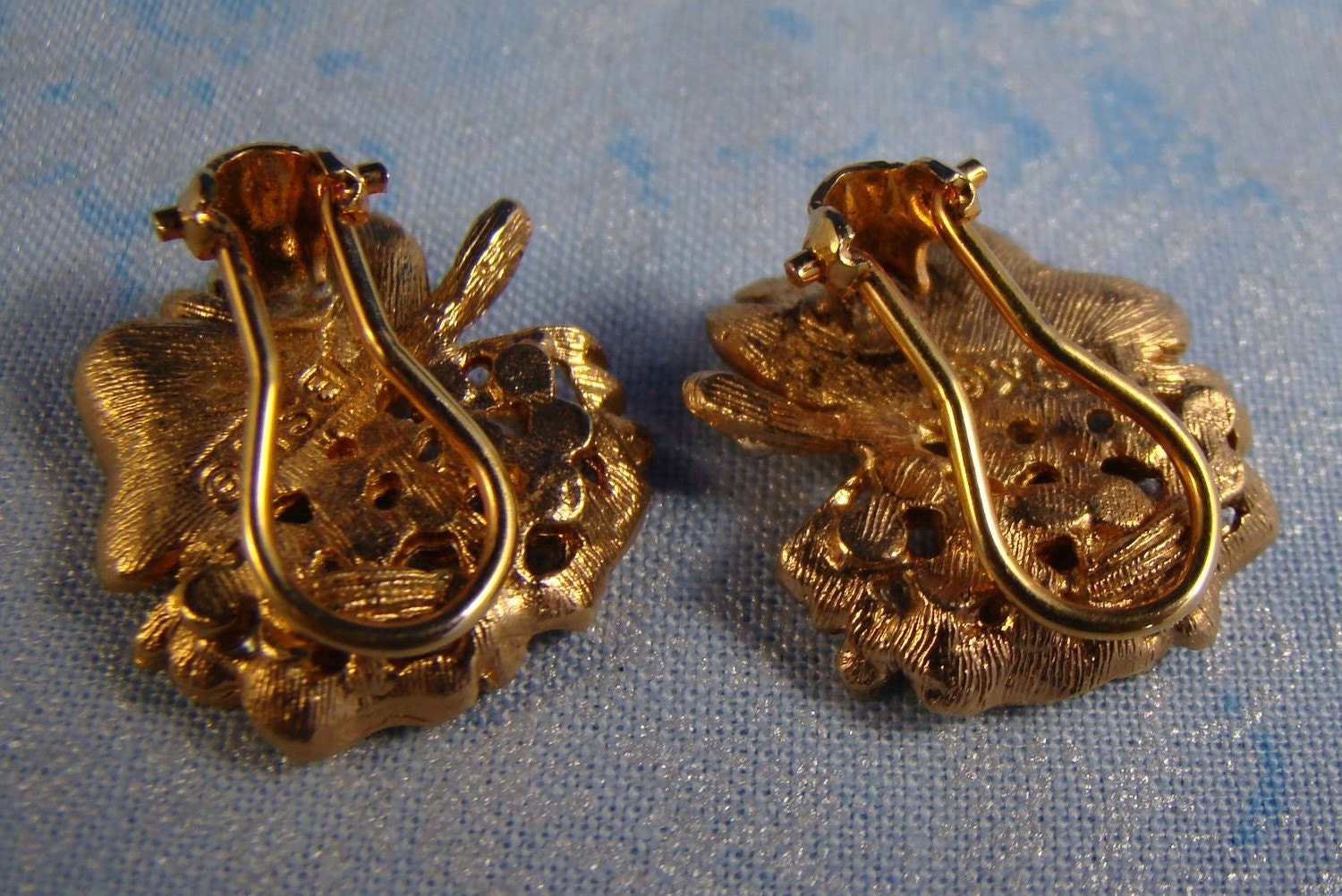 Gold Topaz Rhinestone Earrings BSK Vintage