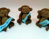 3 Mod Monkey Cake Toppers Edible Fondant Cake Decoration