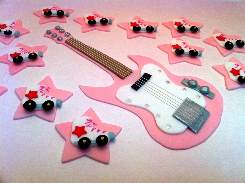 Fondant Guitar and roller skates package excellent toppers for a Rockin n' Rollin party Il_170x135