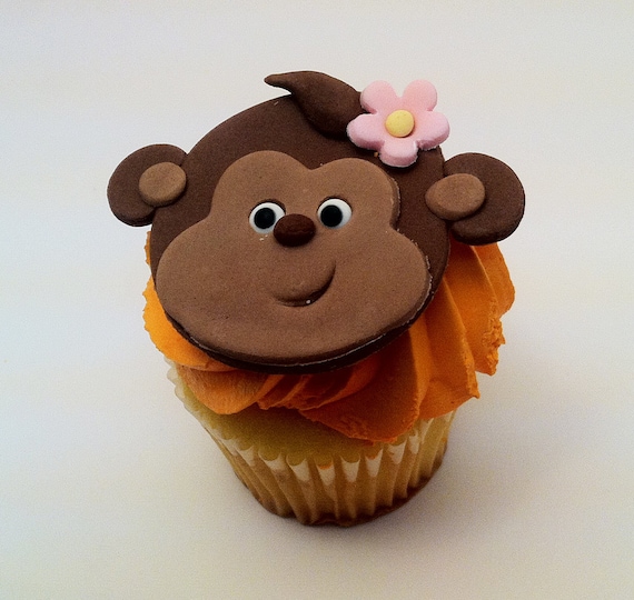 Jungle Monkey Cupcake toppers , monkey girl cupcake decorations ideal for jungle parties Il_570xn