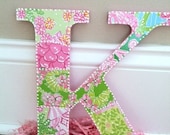 Lilly Pulitzer Inspired Wall Hanging Letter K - Perfect Patchwork
