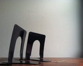 Pair of Black Metal Vintage Bookends