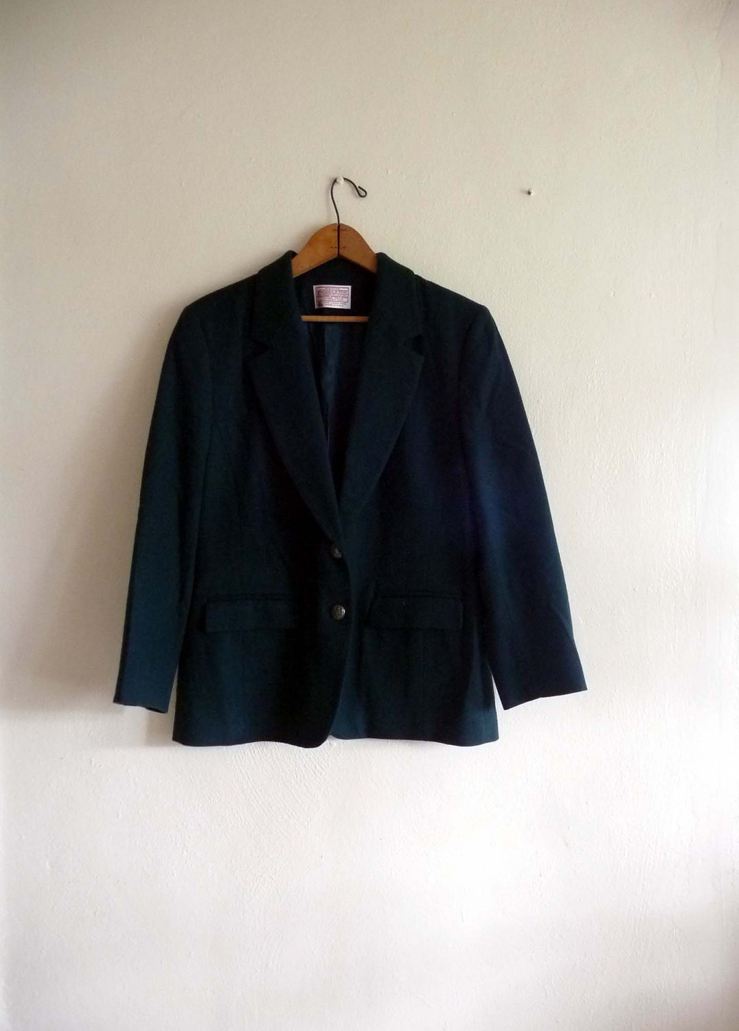 spring boyfriend blazer pendelton green, m med medium