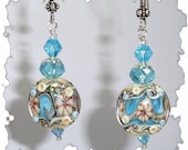 Ocean Lampwork SRA, 925 SS bali with Swarovski Crystal elements hand made Earrings