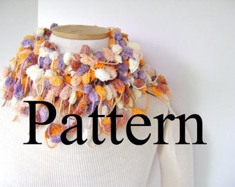 Crochet Scarf Pattern for Pom Pom Scarf - Easy Crochet Pattern Instant Download