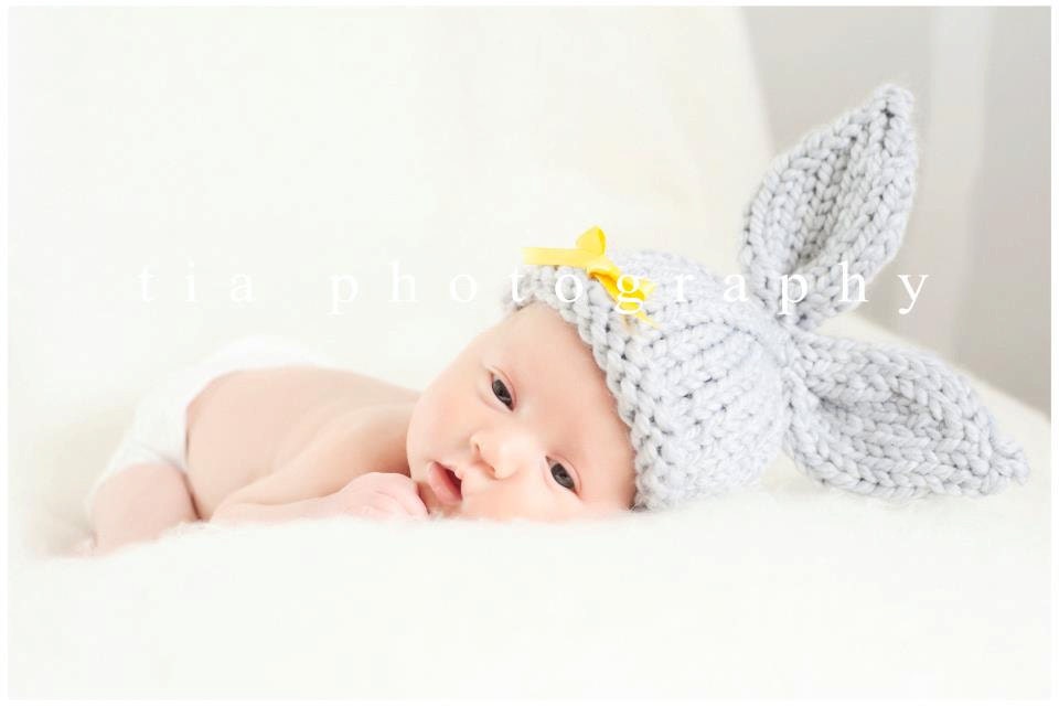 Knit Baby Bunny Hat, Hand Knit Infant/ Newborn Photo Prop, Easter Rabbit, U Choose Color, Chunky, All Sizes Avail, Great Spring Gift
