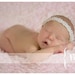 Baby Girl Head Band Halo Headband, White Lace, Pearl, Photo Prop, Newborn - Adult, Baptism, Christening, Wedding Accessory