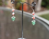 Nancy Earrings in Coral, Jade, and Pearls