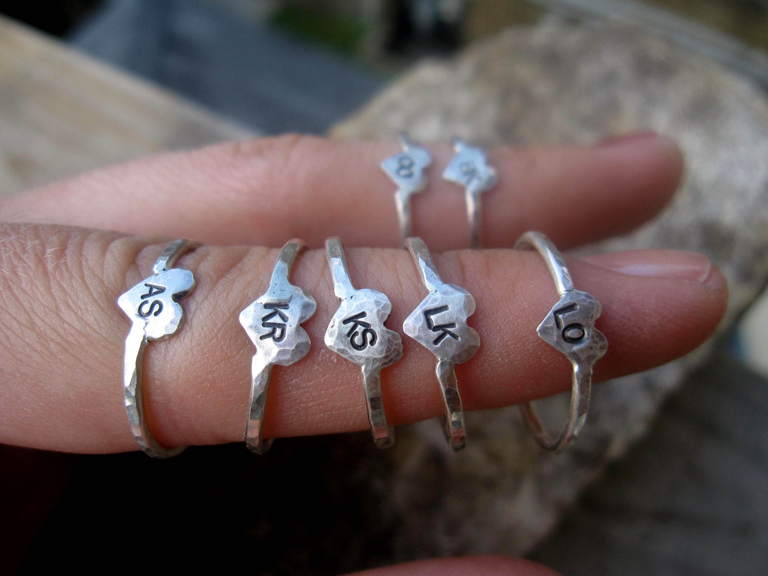 5 Bridesmaid Gift Rings - Personalized Initials