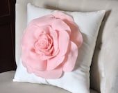 Rose Applique Pillow Light Pink on Cream Pillow 14x14 Perfect for Any Occasion