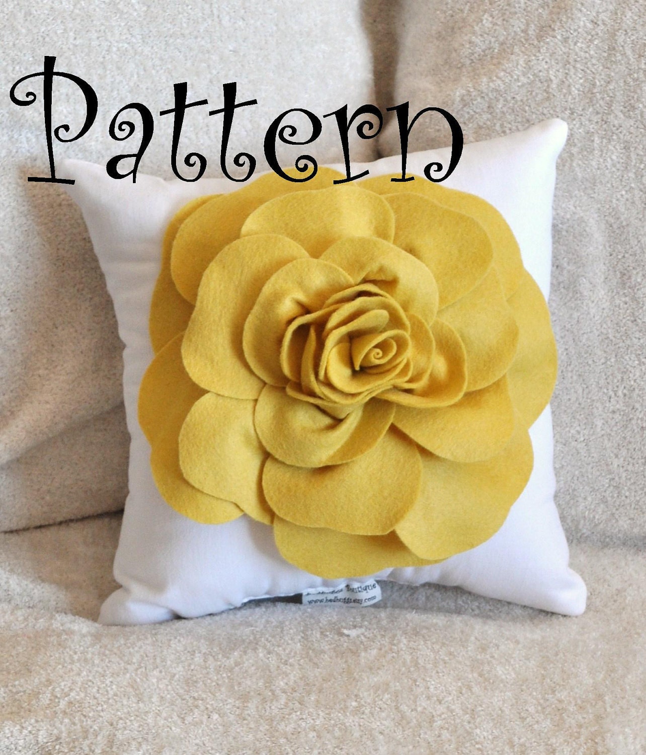 Flower Pillow PDF Felt Rose with BONUS Pillow PDF Pattern Tutorial Accent Pillow e-book