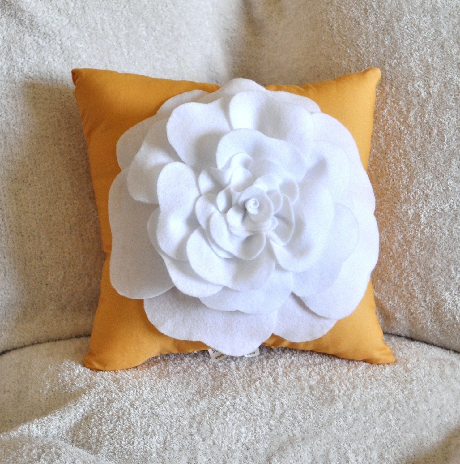Pillows, Throw Pillow, Ivory Rose on Bright Robins Egg Blue 14x14