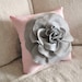 Pillows - Light Grey Rose on Light Pink Pillow 14x14