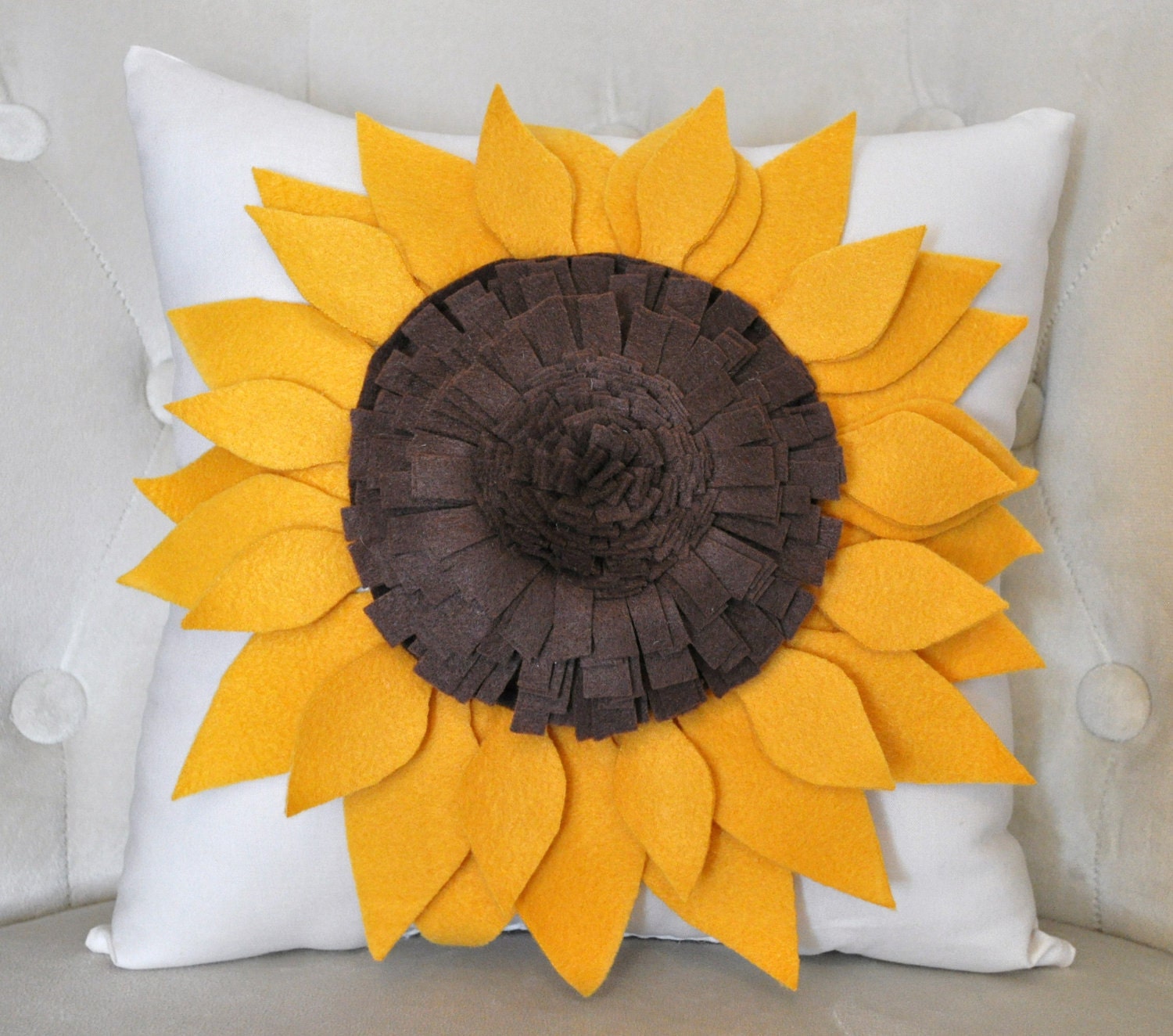 Sunflower Pillow Sunflower on Cream Pillow 14" x 14"