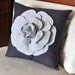 Grey Rose on Charcoal Grey Pillow